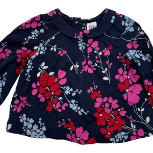 6/12 Mos EUC Baby Gap Navy Floral Top Lined